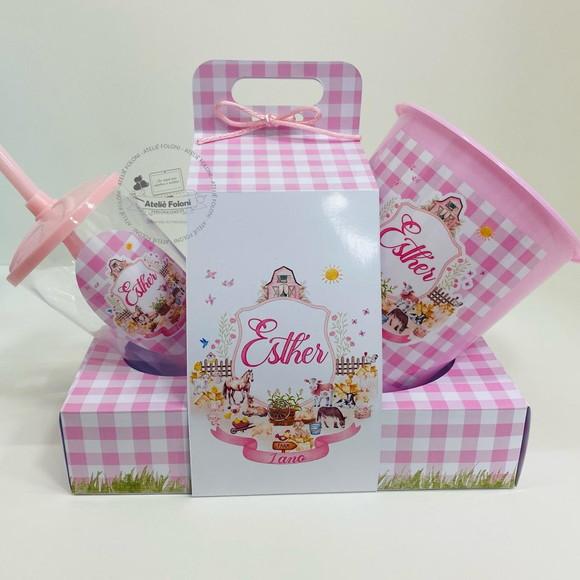 Kit Cineminha na Caixa com Alça Fazendinha Rosa
