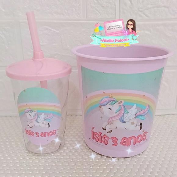 Kit Cineminha Personalizado Copo + Balde (todos os Temas)