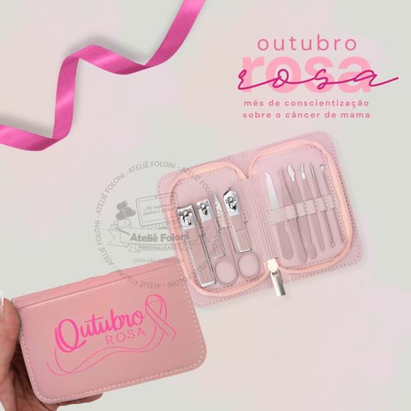 Kit Manicure 10 Peças Personalizado Outubro Rosa