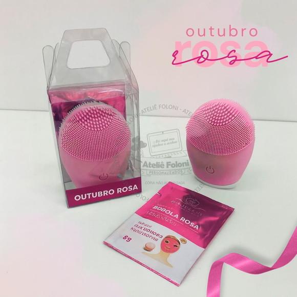 Kit Massageador Limpador Facial + Máscara Outubro Rosa