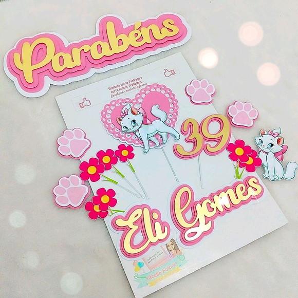 Topper de bolo Gatinha Marie
