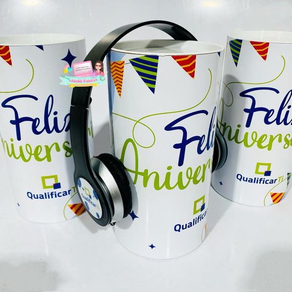 Tubolata com Headphone Personalizado Aniversário Colaborador