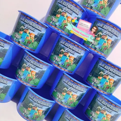10 Baldinho de Pipoca Minecraft 1,5 litros personalizado