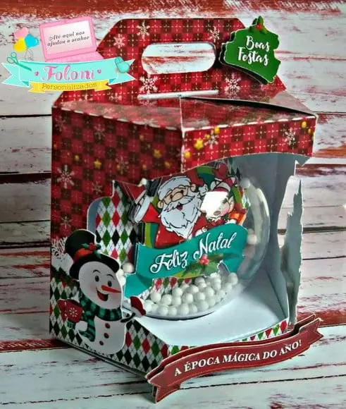 Caixa com Bolinha Personalizada de natal