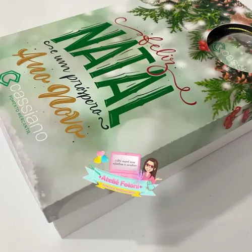 Caixa para Mini Espumante, Doces e Bolinha de Natal