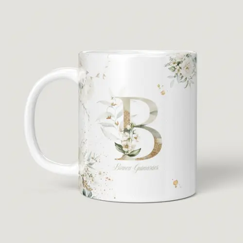 Caneca de Ceramica 325ml Personalizada com Inicial