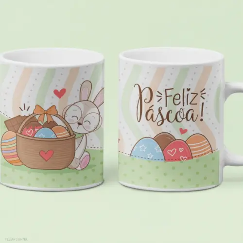 Caneca de Ceramica 325ml Páscoa Personalizada