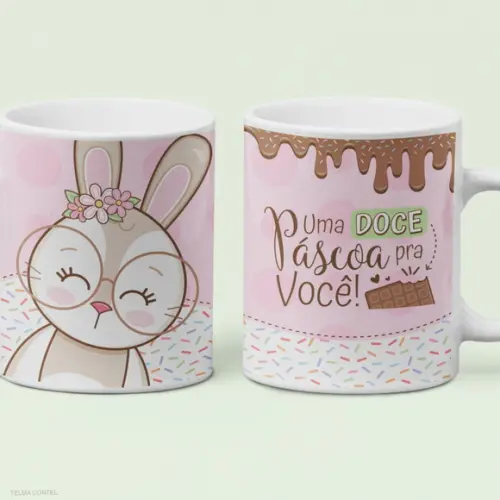 Caneca de Ceramica 325ml Páscoa Personalizada