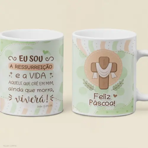 Caneca de Ceramica 325ml Páscoa Personalizada