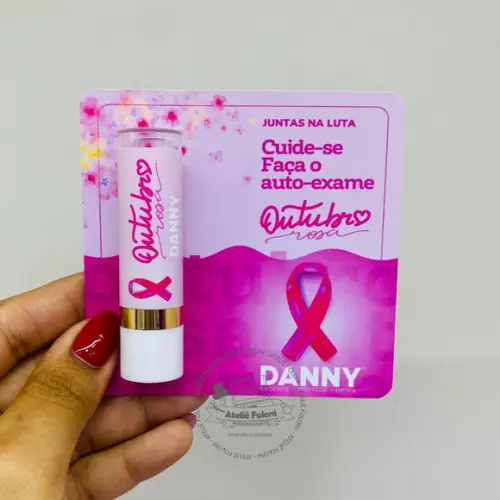 Card com Hidratante Labial Outubro Rosa Personalizada