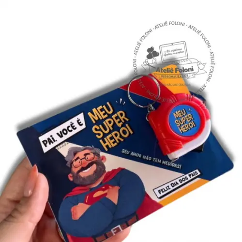 Card Personalizado com Mini Trena Dia dos Pais