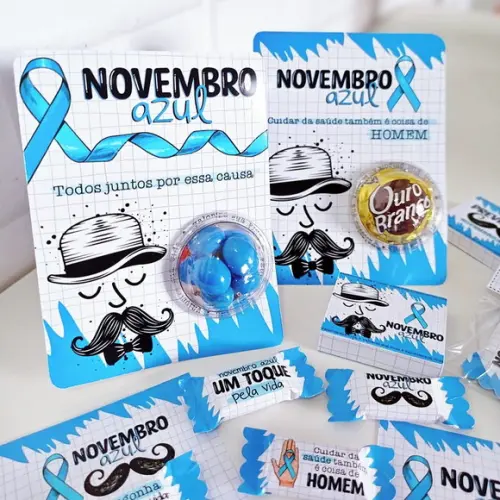 Cartão Novembro Azul com Doces ou Chocolate