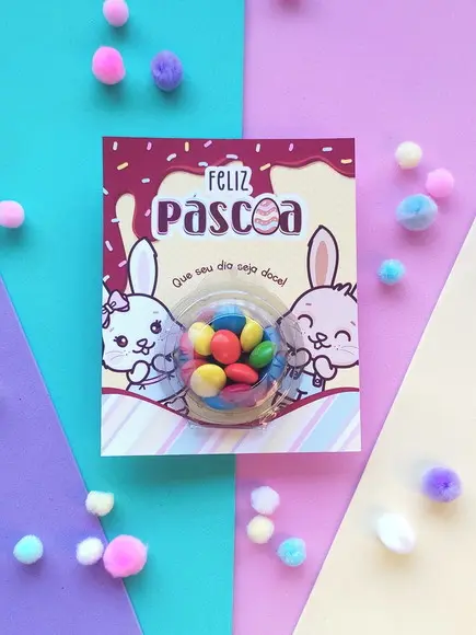 Cartão para Blister Páscoa Bombom ou Confeti