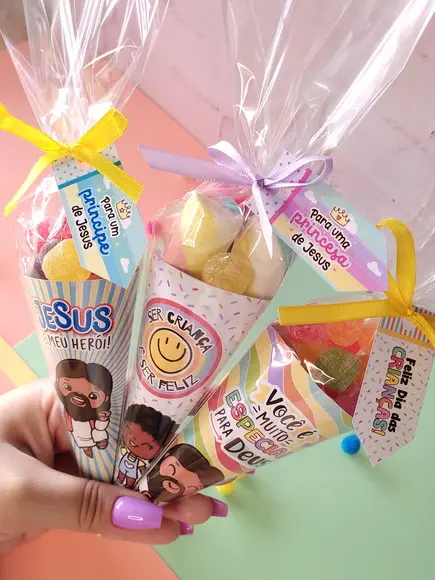 Cone para Doces Dia das Crianças (somente o Cone de Papel)