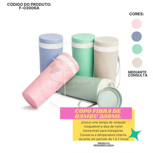 Copo Fibra de Bambu 350ml Personalizado