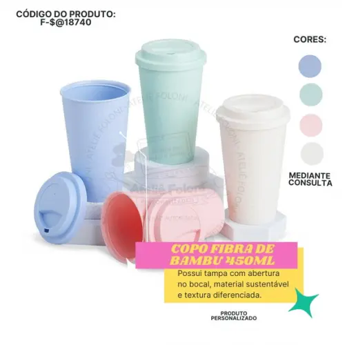 Copo Fibra de Bambu 450ml Personalizado