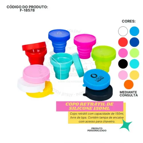 Copo Retrátil de Silicone 150ml Personalizado