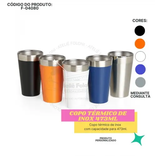 Copo Térmico de Inox 473ml Personalizado
