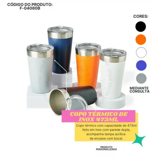 Copo Térmico de Inox 473ml Personalizado