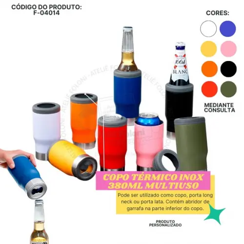 Copo Térmico Inox 380ml Multiuso Personalizado