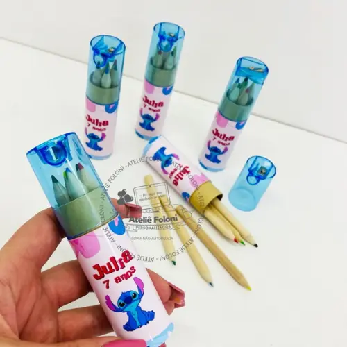Estojo Mini Lápis com Apontador Stitch