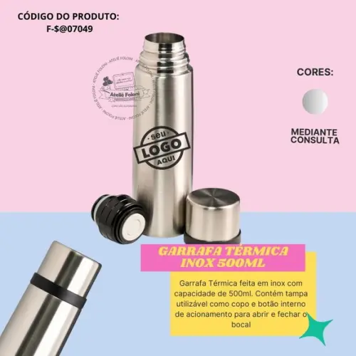 Garrafa Térmica Inox 500ml Personalizada