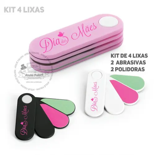 Kit 4 Lixas Personalizada Dia das Mães