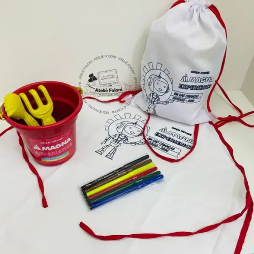 Kit Avental, Mochila de Colorir e Balde de Praia
