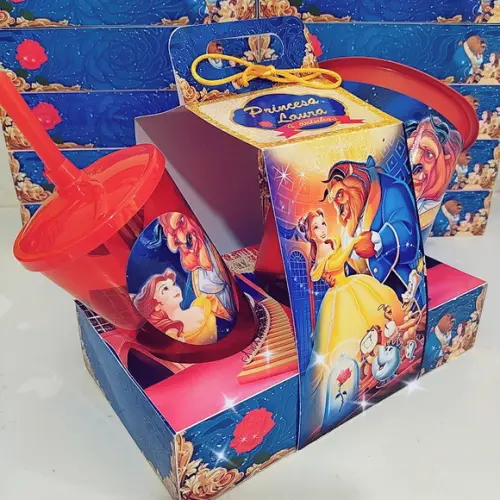 Kit Cineminha na Caixa a Bela e a Fera com Alça