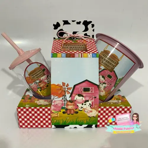 Kit Cineminha na Caixa com Alça Fazendinha