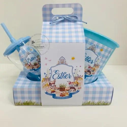 Kit Cineminha na Caixa com Alça Fazendinha Rosa