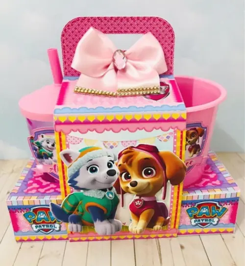 Kit Cineminha na Caixa Patrulha Canina Rosa