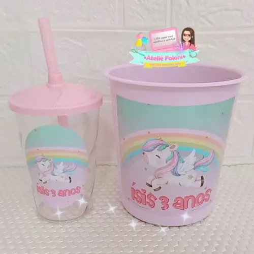 Kit Cineminha Personalizado Copo + Balde (todos os Temas)