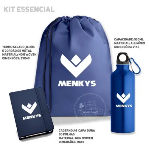 Kit Essencial Sacochila, Squeeze, Caderno A5 Personalizados