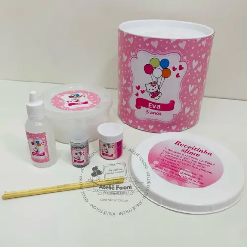 Kit Slime na Tubolata Personalizada Hello Kitty
