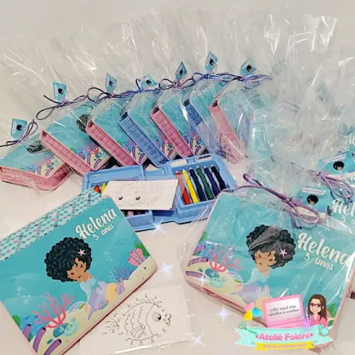 Maletinha de Colorir 18 peças Personalizada Sereia