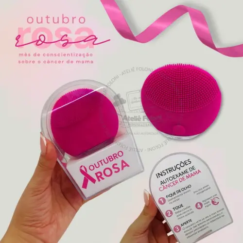 Massageador e Limpador Facial Outubro Rosa