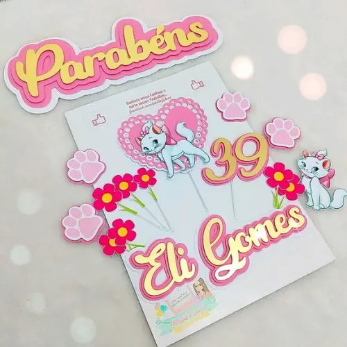 Topper de bolo Gatinha Marie