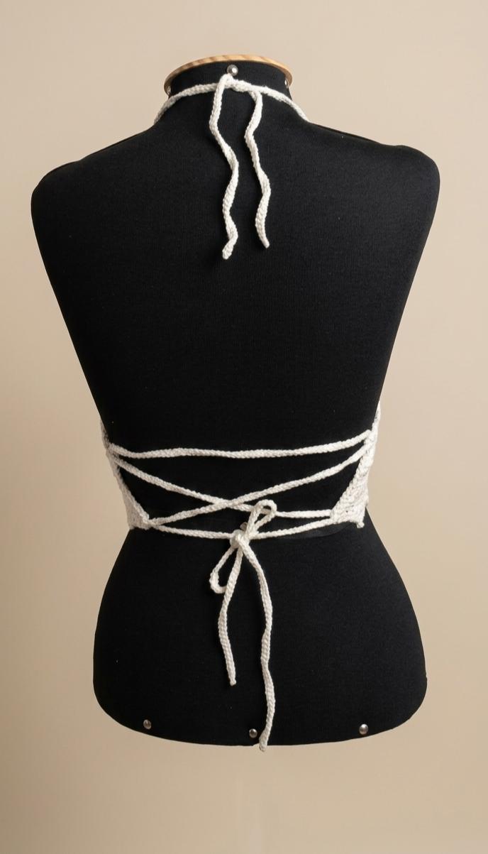 Top Cropped Crochê Frente Única Boho Chic