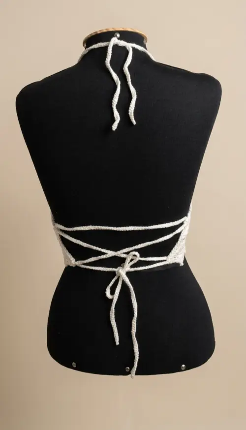 Top Cropped Crochê Frente Única Boho Chic