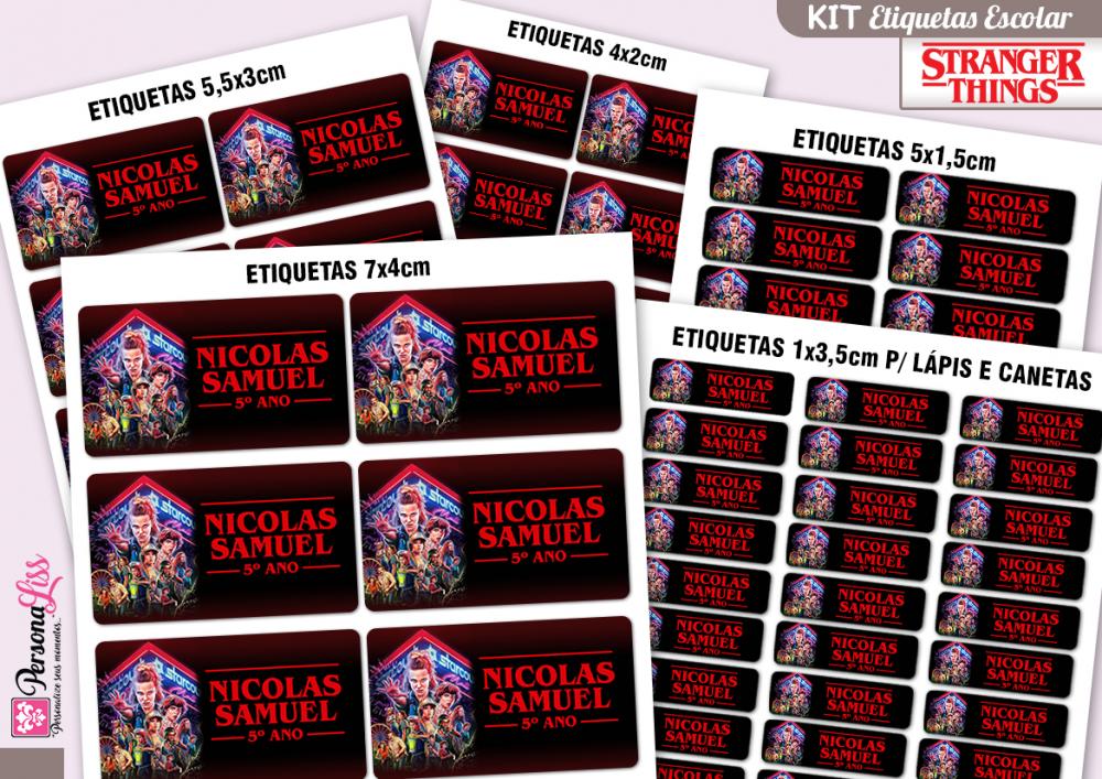 Kit Etiquetas Escolar com 127un - Stranger Things