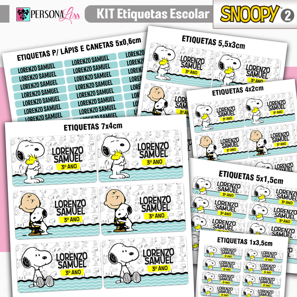 Kit Etiquetas Escolar 127un - Snoopy 2