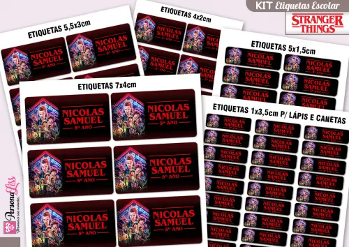 Kit Etiquetas Escolar com 127un - Stranger Things