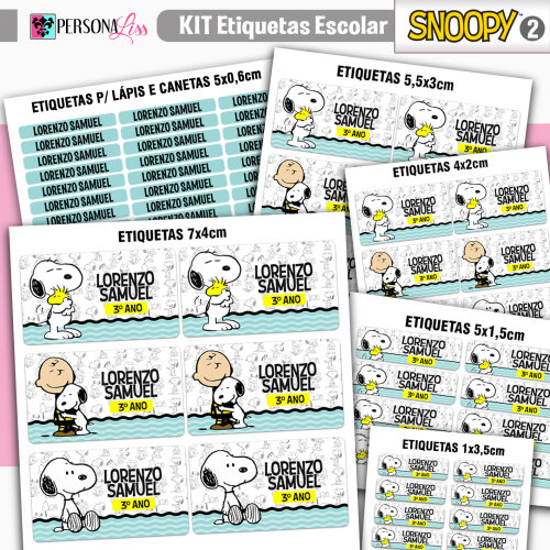 Kit Etiquetas Escolar 127un - Snoopy 2