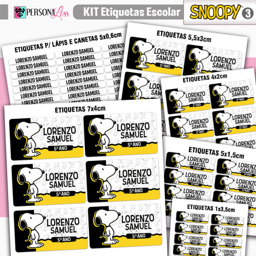 Kit Etiquetas Escolar 127un - Snoopy 3
