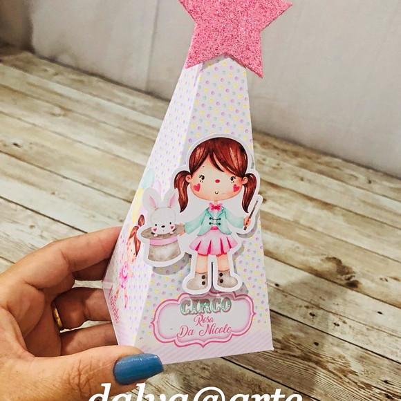 Caixinha Pirâmide Circo Rosa