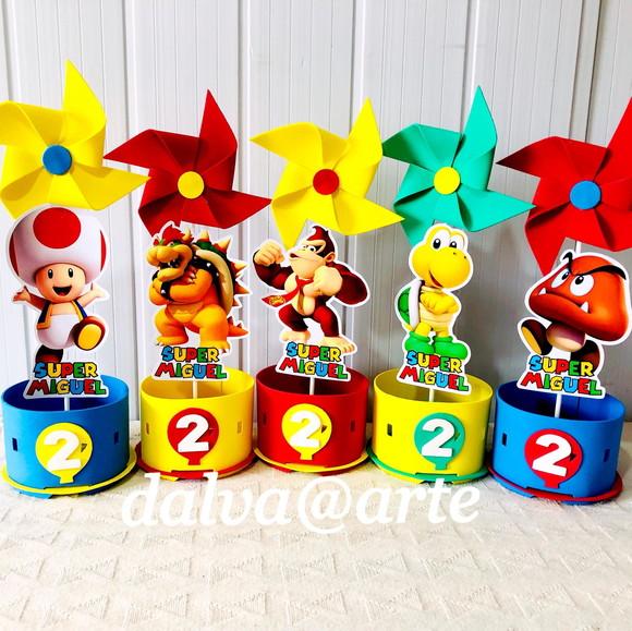 Centro de Mesa Mario Bros e Sua Turma