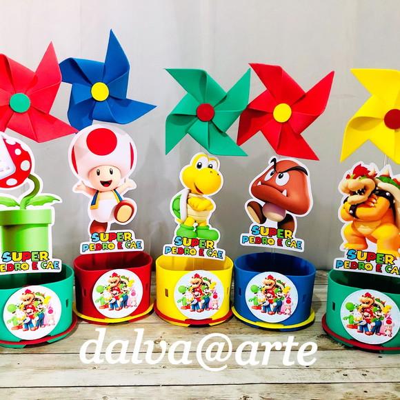 Centro de Mesa Mario Bross e Sua Turma
