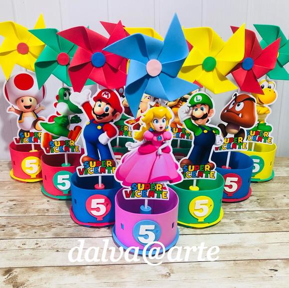 Centro de Mesa Mario Bross e Sua Turma