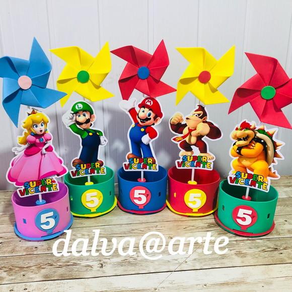 Centro de Mesa Mario Bross e Sua Turma